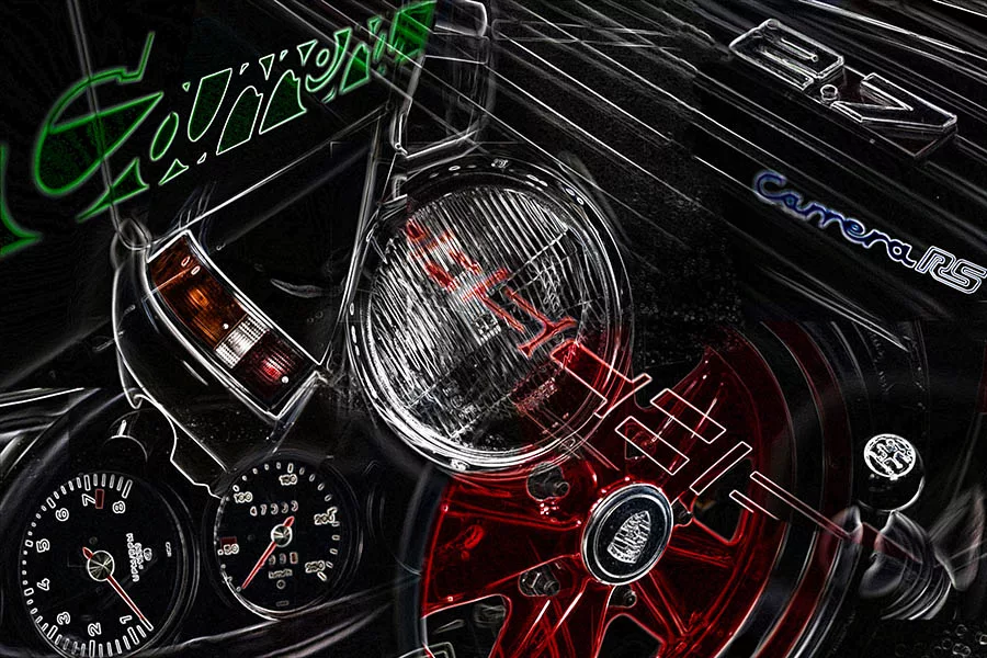 Art automobile Porsche Carrera creation artistique, tirage edition limitee