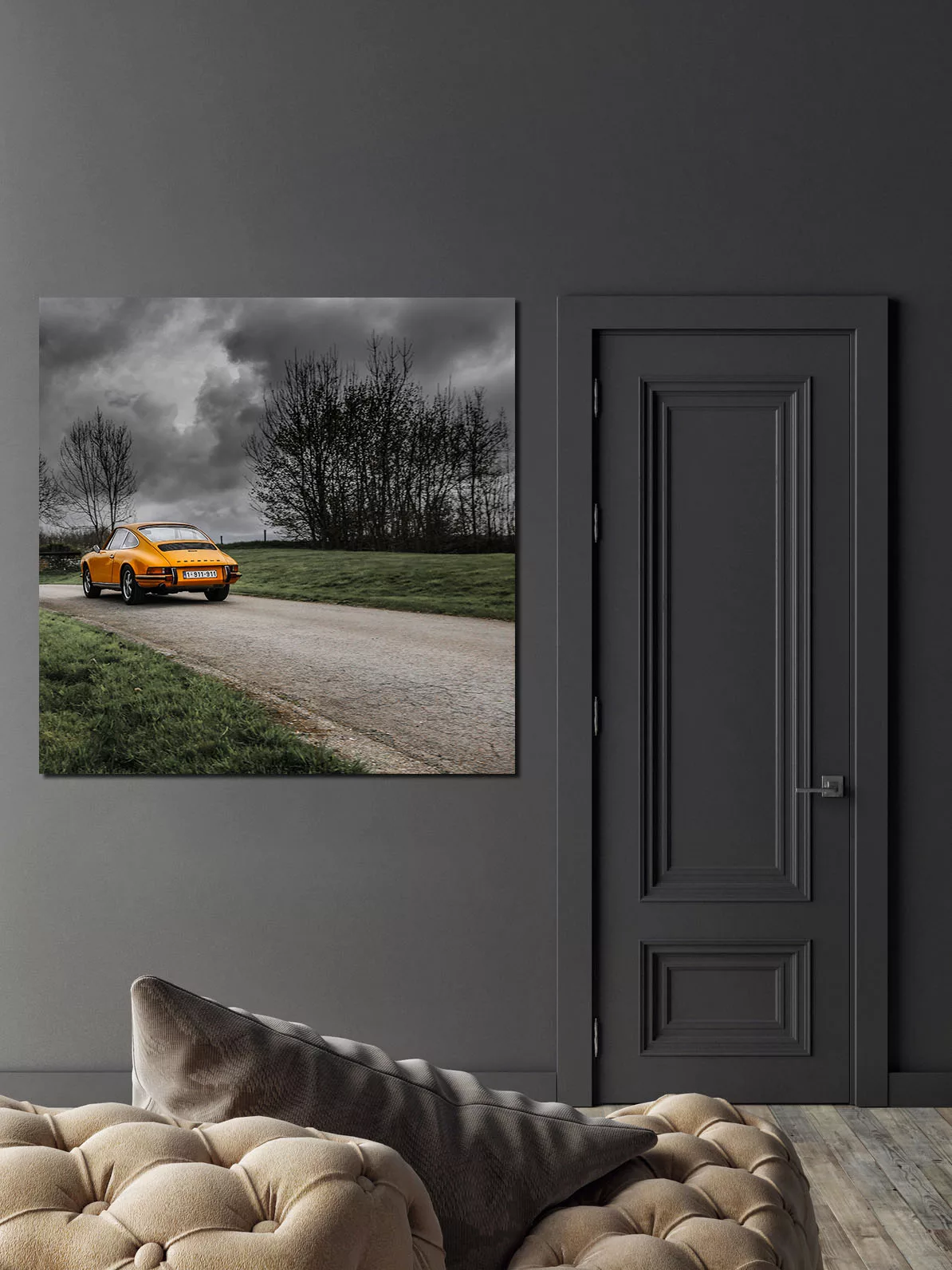 Décoration chambre voiture — tableau photo Porsche fine art accroché au mur