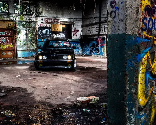 Photographie BMW E30 Photographie BMW E30 dans ville abandonnee de Doel, tirage art automobile edition limitee