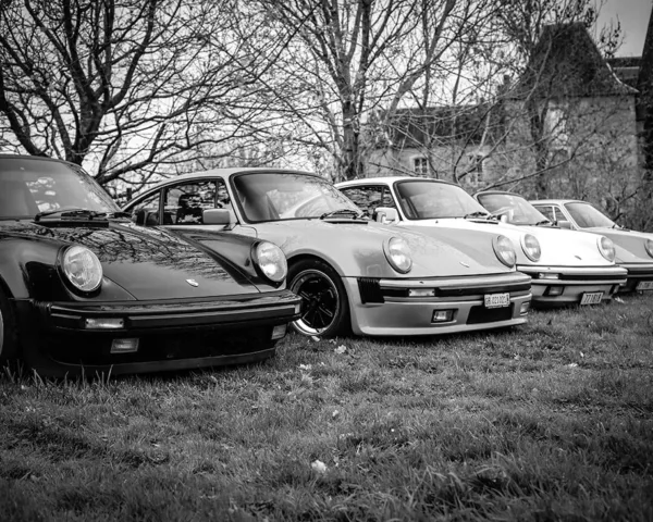 Photographie Famille Porsche Photographie famille Porsche 911 plusieurs generations, tirage art automobile edition limitee