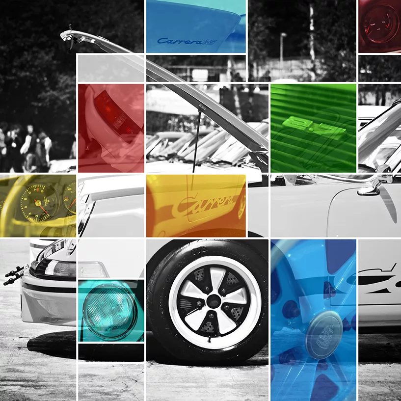 Creation artistique Porsche Carrera RS, tirage art automobile edition limitee