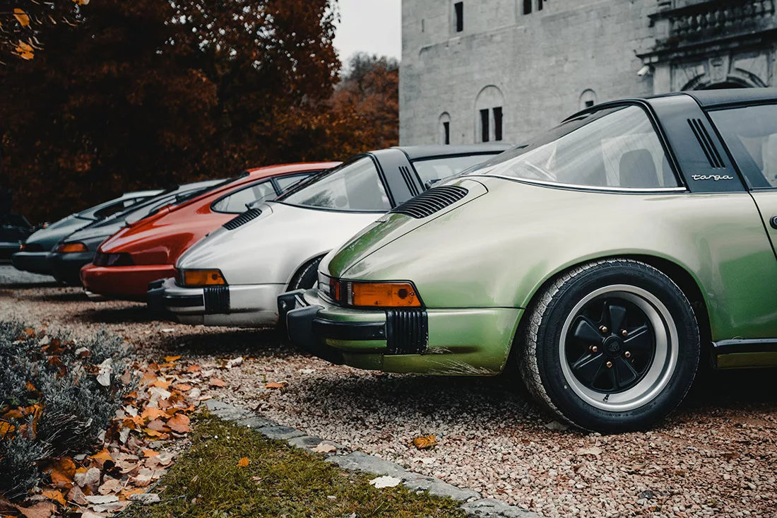 Photographie lignee Porsche 911 plusieurs generations, tirage art edition limitee