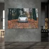 Living room interior in loft, industrial style, 3d render Photo Porsche 911 Carrera RS Automne