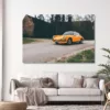 Frame mockup in living room design, two wooden frames in Scandin Photographie Orange 911 Porsche