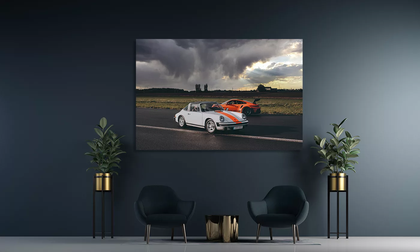 Photographie Porsche Targa et GT3 RS fine art edition limitee Cars and Roses
