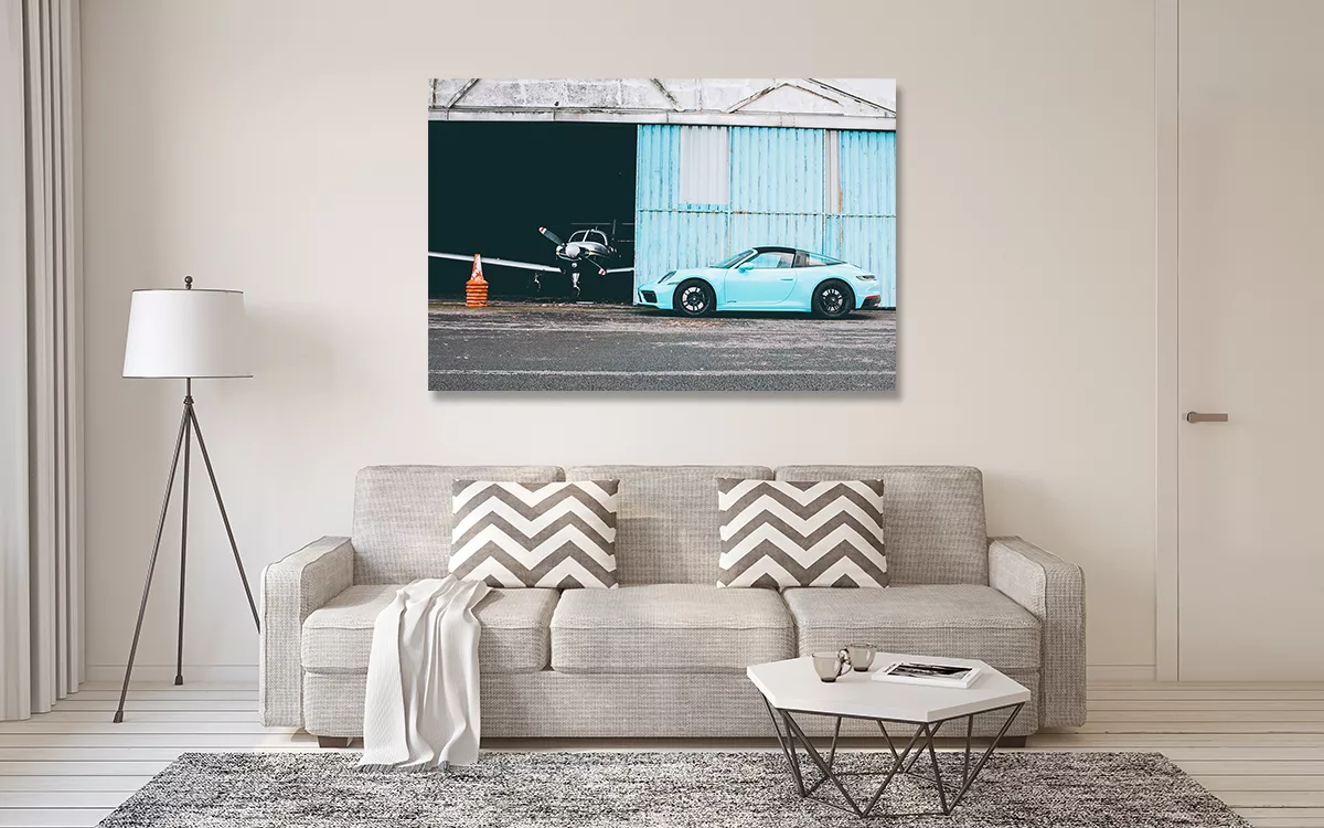 Photographie Porsche 911 Targa decoration interieure salon moderne mise en scene wall art