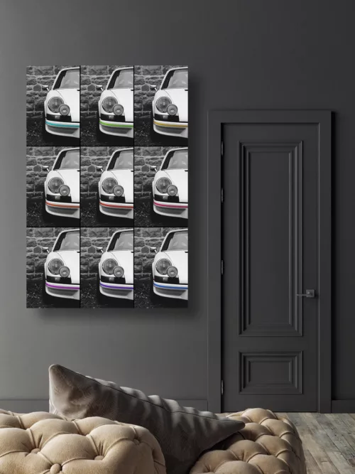 White poster in gray room, 3d illutration Porsche 911 Carrera RS Duck - Edition limitée | Cars and Roses