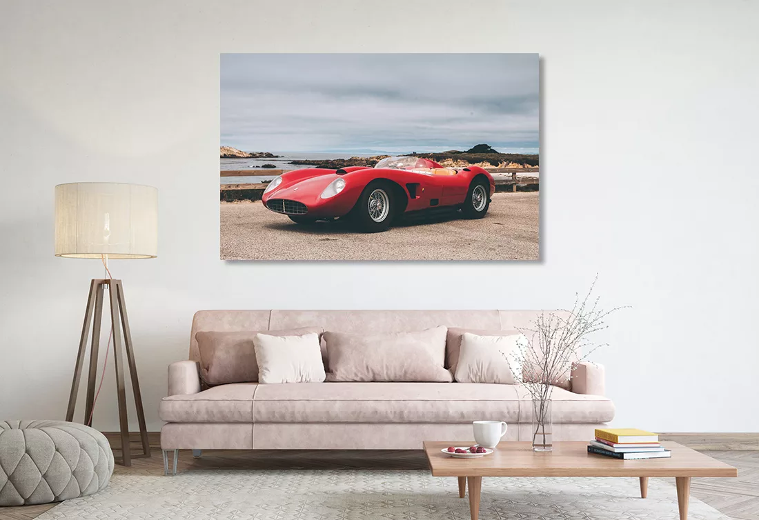 Tableau Ferrari Testarossa en photographie fine art sur aluminium Dibond, édition limitée numérotée pour décoration intérieure prestige