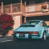 Photographie Porsche 911 SC au Motel Photographie art Porsche 911 SC devant motel americain, tirage art edition limitee