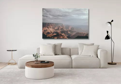 Vue Époustouflante du Grand Canyon - Photographie d'Art à Vendre Photographie d'art du Grand Canyon Arizona au coucher du soleil avec strates géologiques