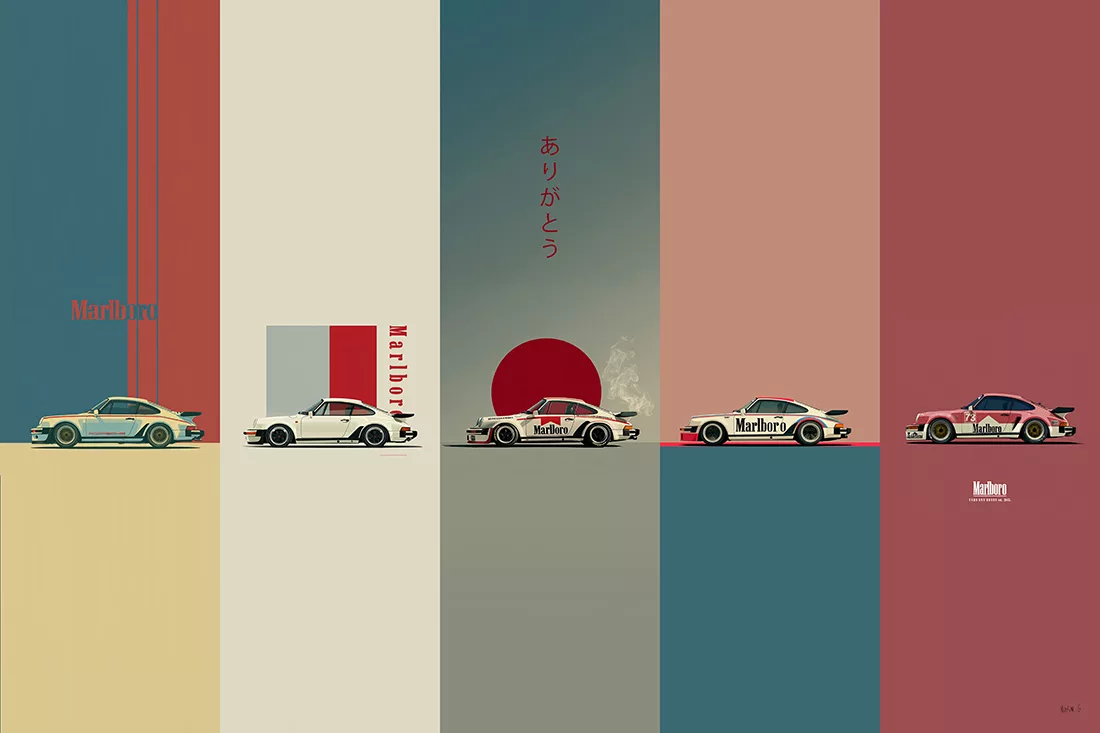 Art Porsche 911 Turbo 1975 Japanese - Marlboro Racing Art Porsche 911 Turbo 1975 Japanese - Marlboro Racing
