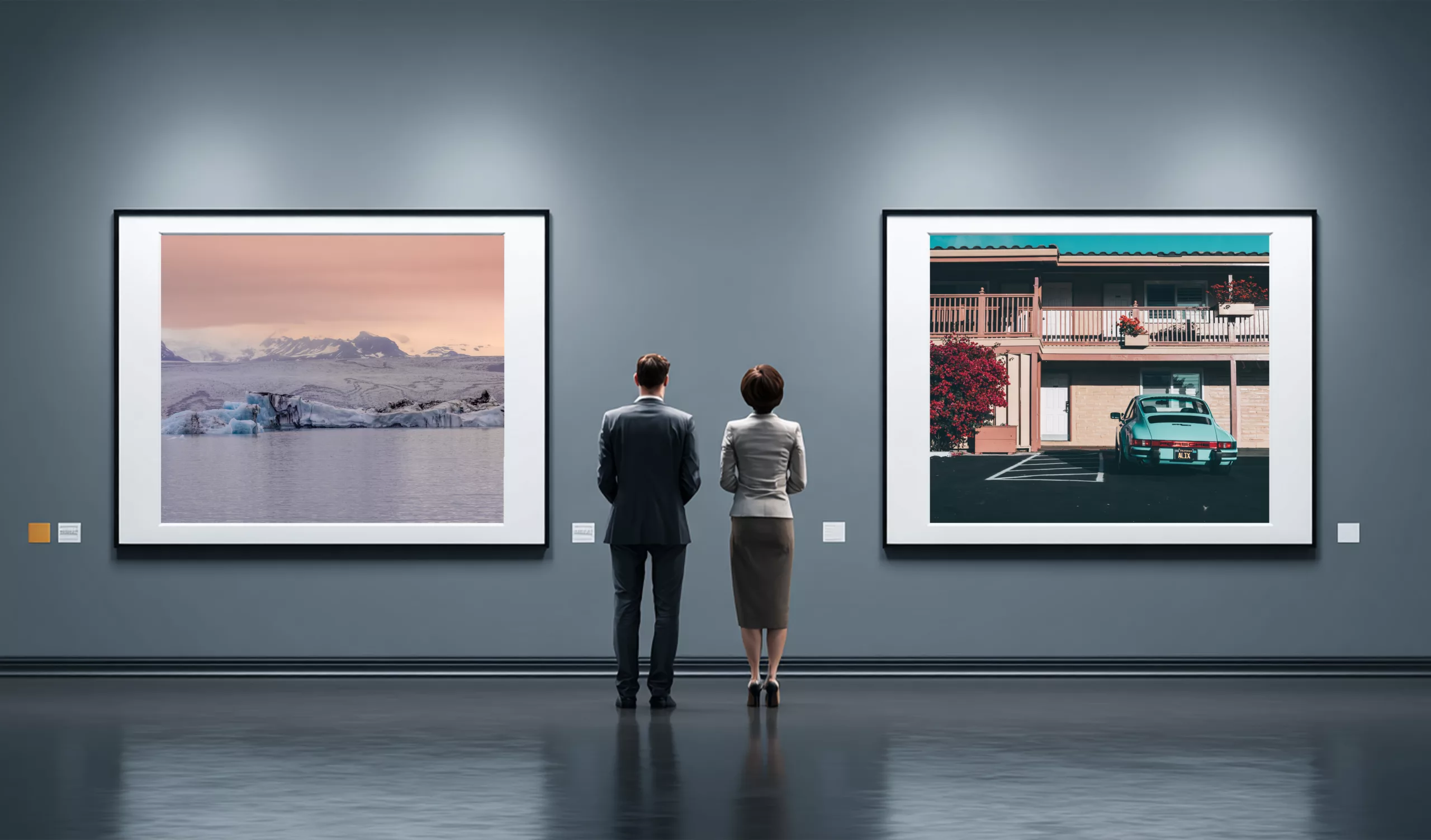 tableau photo de voiture et de paysage et décoration murale