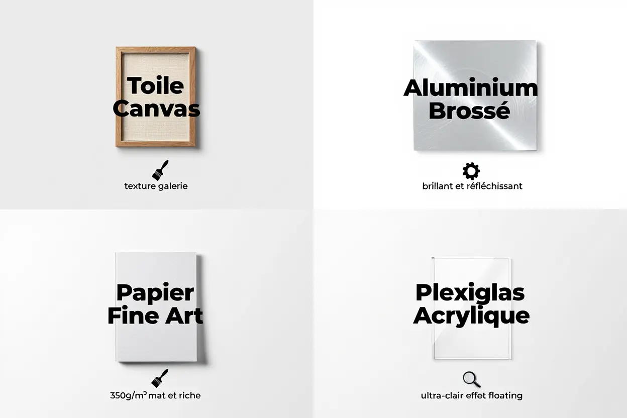 Supports d'impression disponibles