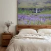 Wall Art seljandfoss bluebells Décoration murale photographie fine art cascade Seljalandsfoss Islande salon intérieur tableau grand format