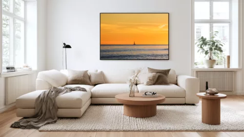 Wallt ARt minimalist sunset in Marbela Décoration murale photographie fine art coucher de soleil Marbella salon intérieur minimaliste tableau grand format