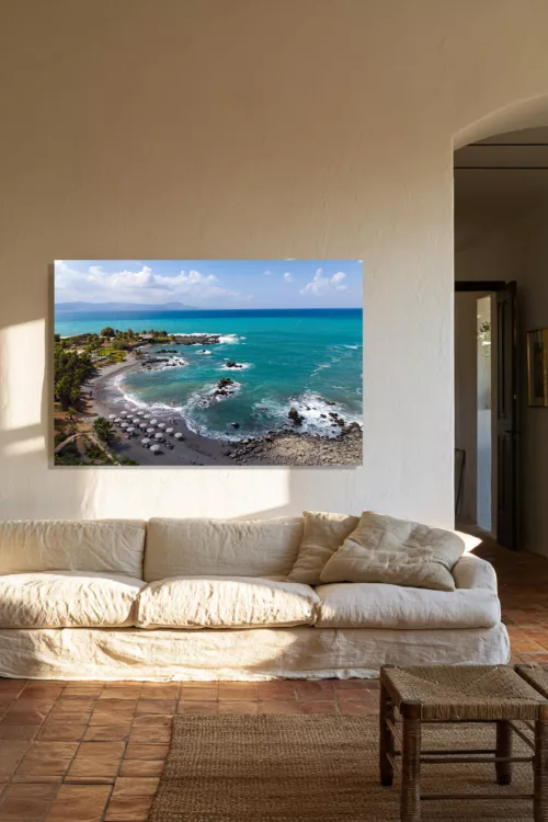 Wall ARt - Crete Turquoise Bay Tableau photographie Crète baie turquoise dans un salon méditerranéen, décoration murale grand format