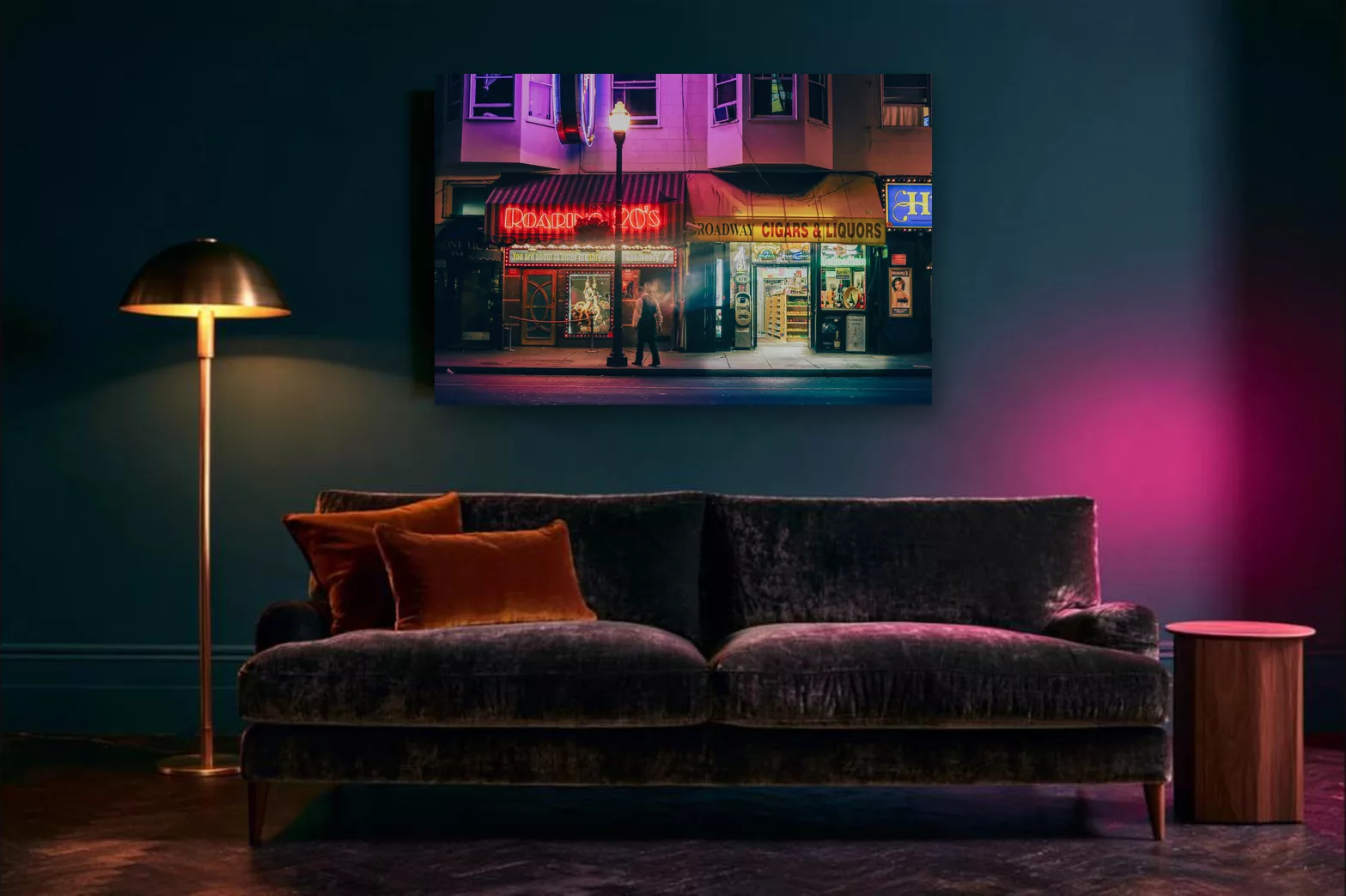 Tableau San Francisco de nuit dans un salon