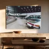 wall art Porsche 911 Turbo and Piper Malibu, Hangar Light Mise en situation – tableau Porsche 911 Turbo et Piper Malibu Hangar Light dans un intérieur