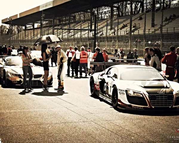 Audi R8 and BMW Z4 Duet on the Grid #20 Prints photo bmw z4 audi r8 gt3 voiture course art tirage edition limitee