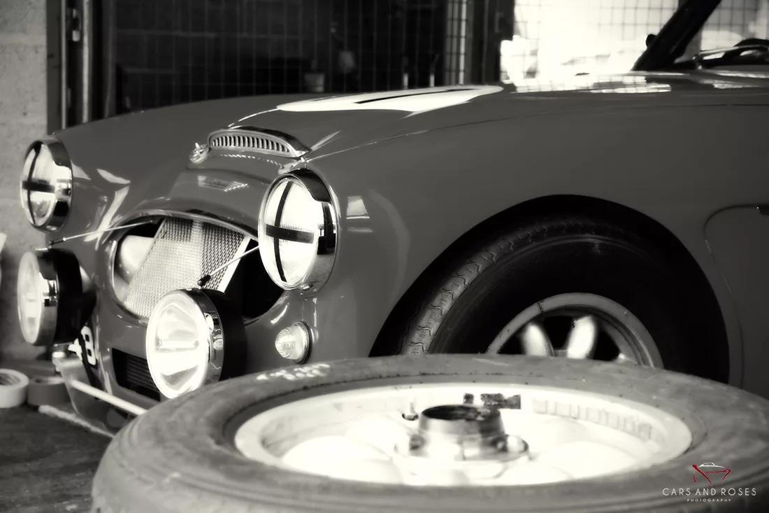 photo noir et blanc austin healey tirage art automobile edition limitee
