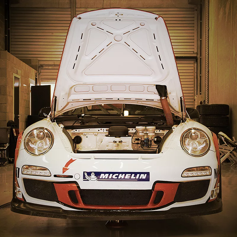 Porsche GT3 capot ouvert sepia tirage art edition limitee