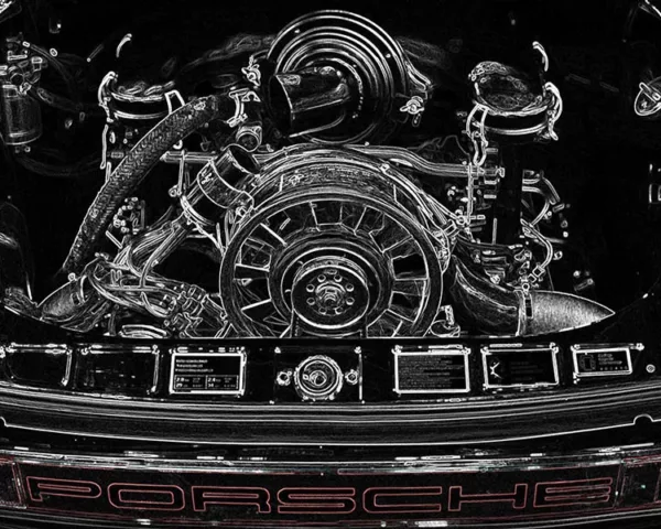 Tableau Photo Moteur Porsche Tableau photo detail moteur Porsche art automobile, edition limitee