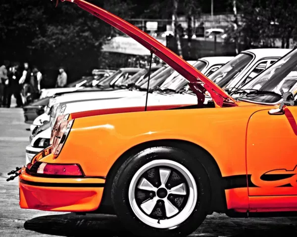 Tableau Triptyque Automobile Porsche triptyque Porsche orange impression limitee qualite museale
