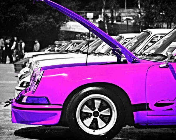 Tableau Toile Triptyque Porsche Violet